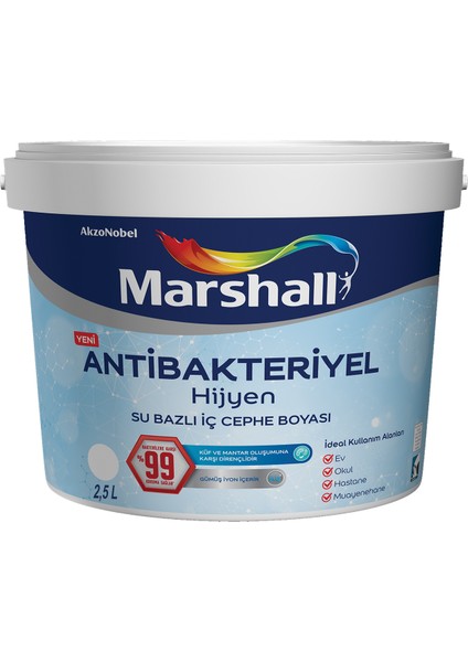 Antibakteriyel Hijyen Iç Cephe Boyası Damla Sakızı 2.5 Lt