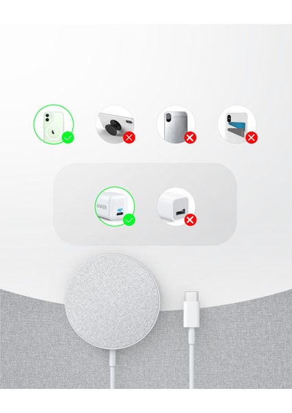 PowerWave Select+ Magsafe Kablosuz Manyetik Şarj Cihazı - A2566 - Gümüş (Anker Türkiye Garantili)