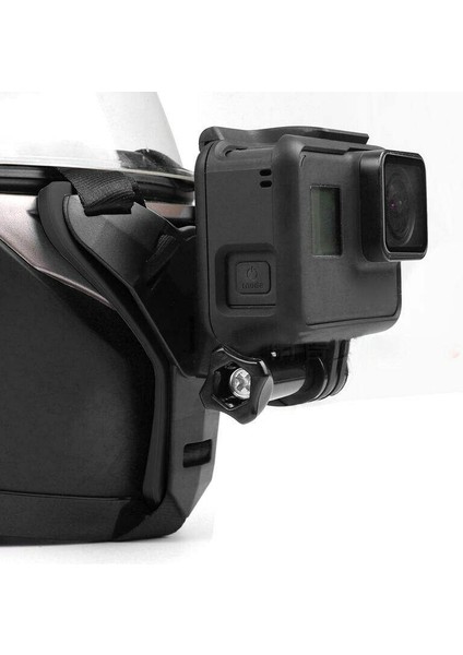 Motosiklet Kask Çene Dağı Tutucu Braketi Gopro Hero Için Fit 7 6 5 Xiaoyi Siyah (Yurt Dışından)