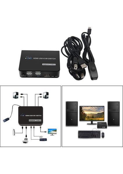 HDMI Kvm Switch Destek Klavye ve Fare Bağlantıları ve 4K @ 60Hz USB 2.0 (Yurt Dışından)