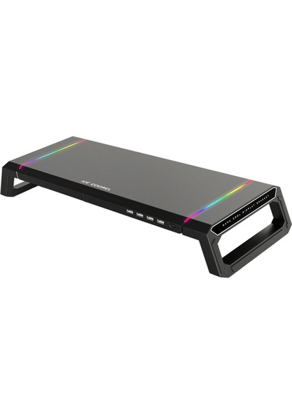 Bilgisayar Monitörü Standı Riser Braketi Rgb 4 USB Masa Organizatör Siyah (Yurt Dışından)