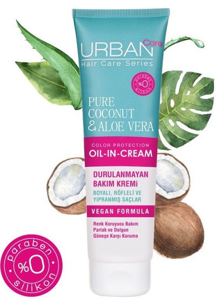 URBAN Care Pure Coconut & Aloe Vera Renk Koruyucu Durulanmayan Bakım Kremi 150 ml -vegan