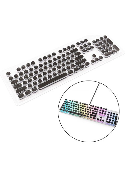 Yuvarlak Keycaps Çift Shot Pbt Oyun Klavyesi Retro Siyah (Yurt Dışından)