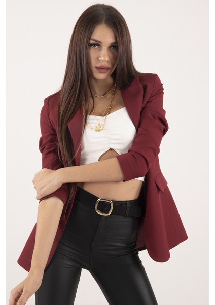 Bordo Vatkalı Astarlı Blazer Ceket 0105110.04