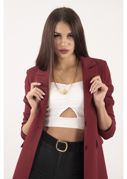 Bordo Vatkalı Astarlı Blazer Ceket 0105110.04