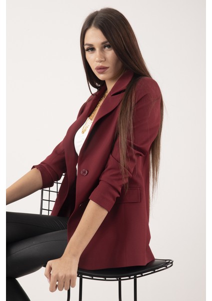 Bordo Vatkalı Astarlı Blazer Ceket 0105110.04