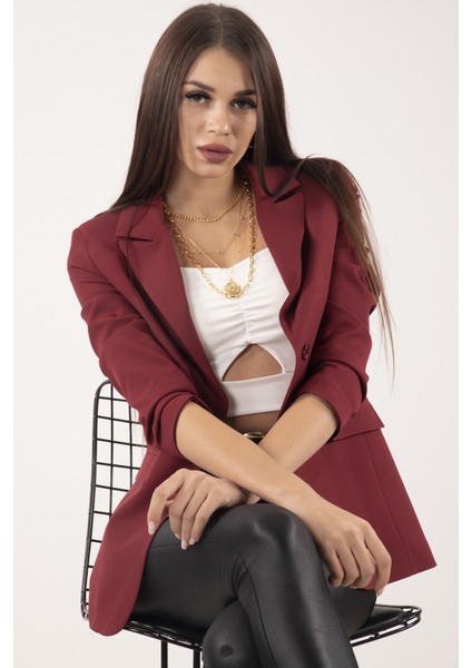 Bordo Vatkalı Astarlı Blazer Ceket 0105110.04