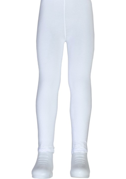Bileği Dantelli Cotton Çocuk Tayt