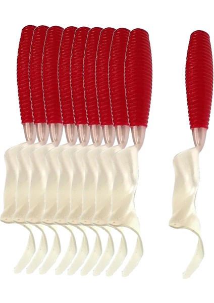 10 Adet Aydınlık Plastik Grub Yumuşak Solucan Balıkçılık Cazibesi Mikro Jig Baş Aracı Kırmızı (Yurt Dışından)