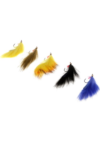 5 Adet Bakır Beadhead Zonker Fly Balıkçılık Flamalar Sinekler, 5 Renk Karışık - Paket 1 (Yurt Dışından)