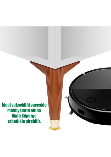 Mobilya Kanepe Koltuk Sehpa Ünite Ayağı 22 cm Baza Ayak (Kahve-Gold)