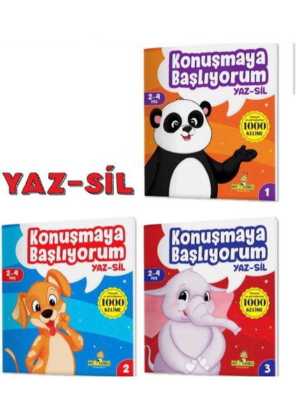 Konuşmaya Başlıyorum ve Konuşturan Kitaplar Yaz-Sil 6 Kitap 4 Kalem modelleri
