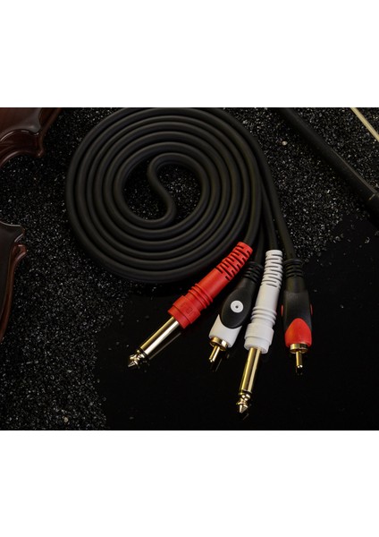 Çift Rca Fişleri - 6.35 mm Fişleri Ses Kablosu Dönüştürücü (Yurt Dışından)