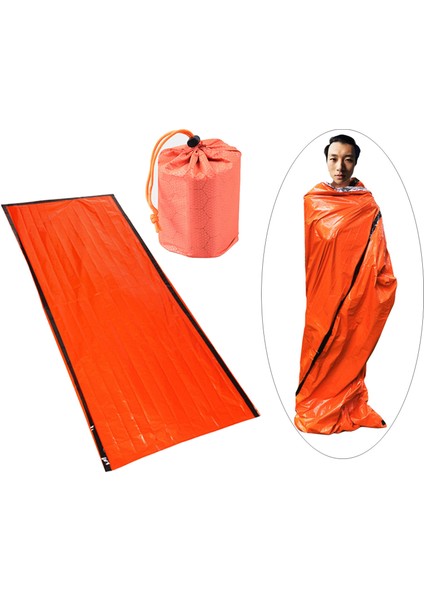 Açık Termal Acil Uyku Tulum Hayatta Kalma Yürüyüş Battaniyesi Sıcak Turuncu (Yurt Dışından) indirimleri