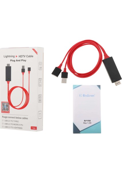 4 K USB Powered USB Için HDMI Dönüştürücü Adaptörü iPhone x / 8/8 Artı / 7 Kırmızı (Yurt Dışından)