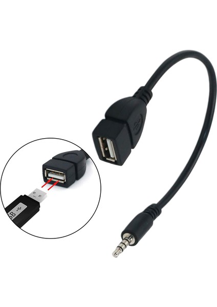 Ses Aux 3.5mm Erkek USB 2.0 Kadın Otg Dönüştürücü Adaptörü Kablosu 20 cm (Yurt Dışından)