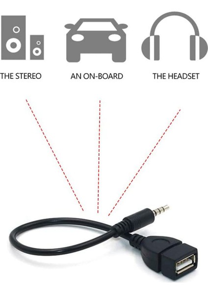 Ses Aux 3.5mm Erkek USB 2.0 Kadın Otg Dönüştürücü Adaptörü Kablosu 20 cm (Yurt Dışından)