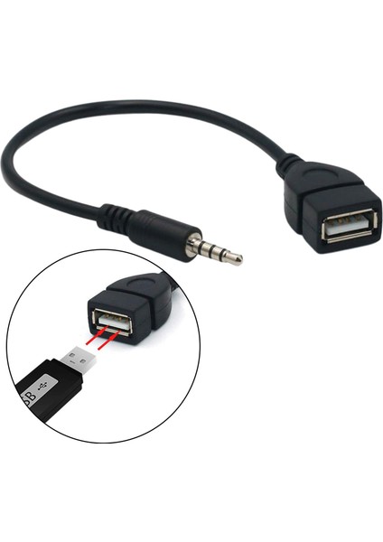 Ses Aux 3.5mm Erkek USB 2.0 Kadın Otg Dönüştürücü Adaptörü Kablosu 20 cm (Yurt Dışından)