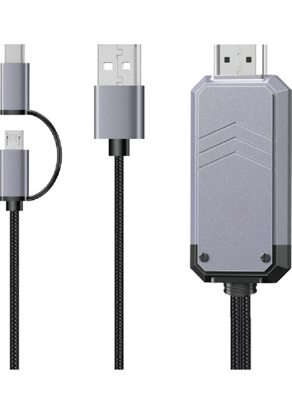 Tip C / Mikro USB HDMI Adaptörü 1080 P Bluetooth 5.0 HDMI Dönüştürücü Kablosu 1.8m (Yurt Dışından)