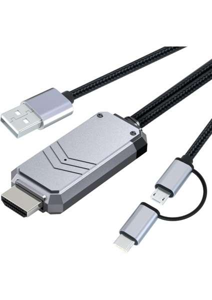 Tip C / Mikro USB HDMI Adaptörü 1080 P Bluetooth 5.0 HDMI Dönüştürücü Kablosu 1.8m (Yurt Dışından)