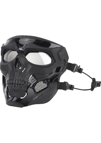 Kafatası Taktik Maske Paintball Cs Tam Yüz Koruyucu Kask Goggles Siyah (Yurt Dışından)