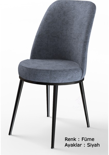 Concept Canisa Via Açılabilir Siyah Mermer Desen Mutfak Masası Takımı Masa+4 Füme Sandalye
