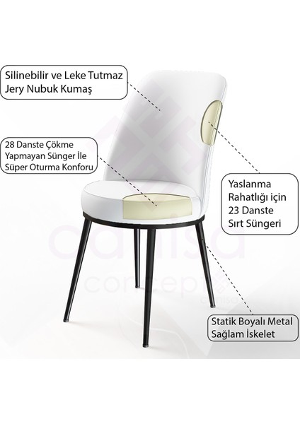 Concept Via Serisi 80X132 Açılabilir Siyah Mermer Desen Mutfak Masa Takımı-6 Adet Sandalye