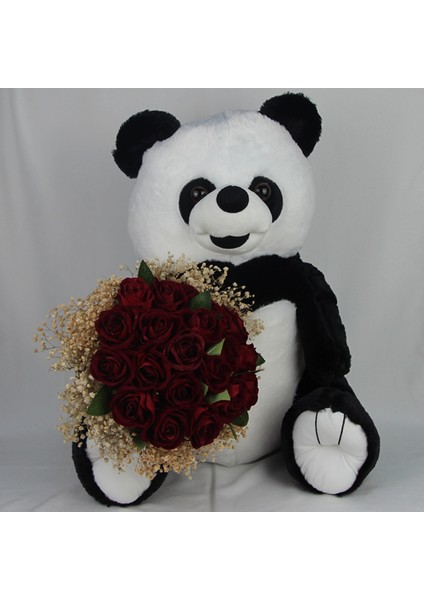 Buket Güller 20 Li Cipso Sarmalı Demet Sevimli Peluş Panda 50 cm Sevgiliye Hediye fırsatları