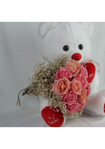 Buket Güller 15 Li Cipso Sarmalı Demet & Sevimli Peluş Ayıcık 50 cm Sevgiliye Hediye indirimleri
