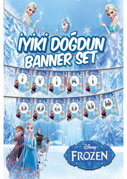 Parti Oyun Evi Frozen Temalı Iyiki Doğdun Banner Yazı