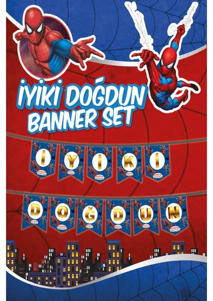 Parti Oyun Evi Spiderman Temalı Iyiki Doğdun Banner Yazı