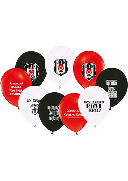 2+1 Beşiktaş Baskılı 12" Lateks Balon (8 Adet)