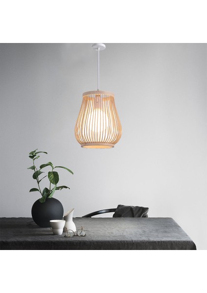 Bambu Rattan Çay Odası Kolye Işık Lambası Gölge Sanatı Avize Abajur