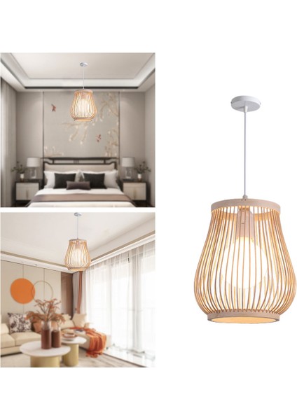 Bambu Rattan Çay Odası Kolye Işık Lambası Gölge Sanatı Avize Abajur
