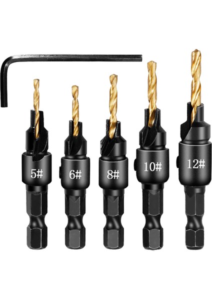 Hızlı Değişim Havşa Matkap Uçları Set Hex Shank Ağaç Işleme Aracı Stil 2