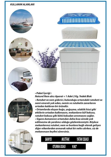 2 Kg. Dikdörtgen Nem Alıcı Aparat Lavanta ( 2 Kg. Blok )