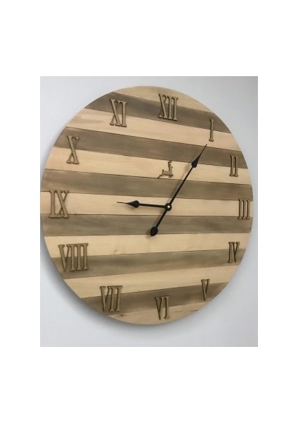 Ahşap Duvar Saati 65 cm Çapında Kayın Ağacından