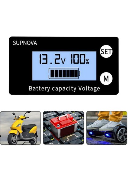 LCD Pil Kapasitesi Monitör Ölçer Ölçer, Dc 8 V-100 V Pil Durumu Ekran, Lityum Pil Kapasitesi Gerilim Ölçer Monitör -, 61X33X15MM Style1(Yurt Dışından)