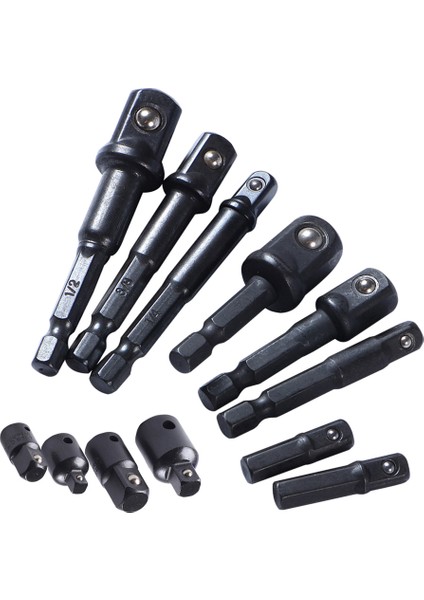 12 Adet Soket Adaptörü Seti Hex Shank Altıgen Somun Matkap Anahtarı