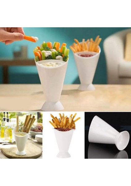 Atıştırmalık Koni Standı ve Patates Kızartması Için Sos Tutucu Parmak Sebze