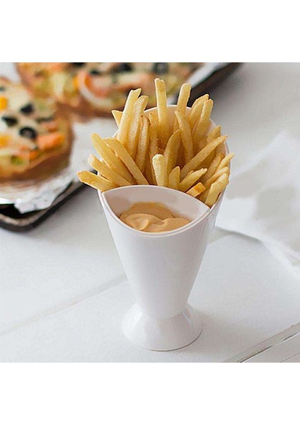 Atıştırmalık Koni Standı ve Patates Kızartması Için Sos Tutucu Parmak Sebze