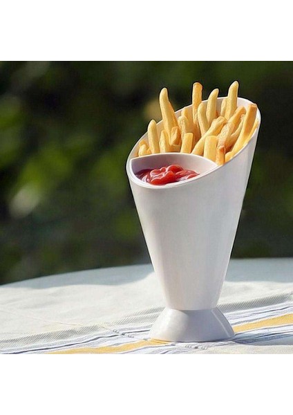 Atıştırmalık Koni Standı ve Patates Kızartması Için Sos Tutucu Parmak Sebze