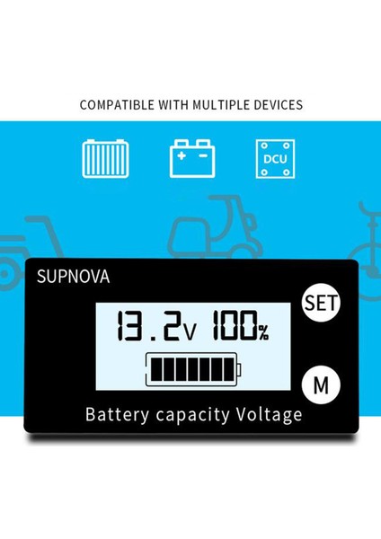 LCD Akü Kapasitesi Monitör Ölçer Ölçer, Dc 8 V-100 V Pil Durumu Ekran, Lityum Pil Kapasitesi Gerilim Ölçer Monitör -, 61X33X15MM Style2