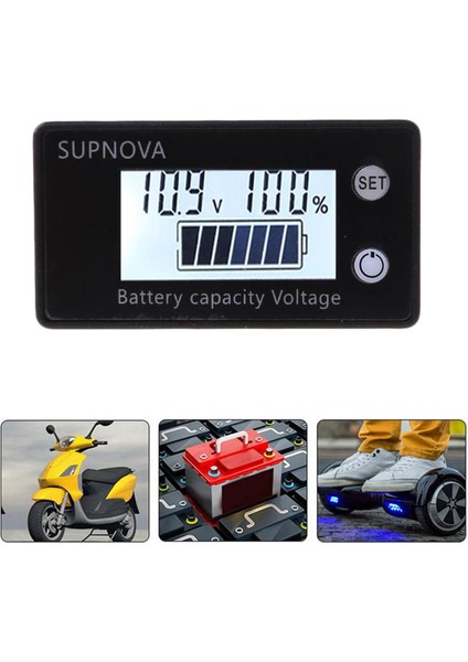 LCD Akü Kapasitesi Monitör Ölçer Ölçer, Dc 8 V-100 V Pil Durumu Ekran, Lityum Pil Kapasitesi Gerilim Ölçer Monitör -, 61X33X15MM Style2