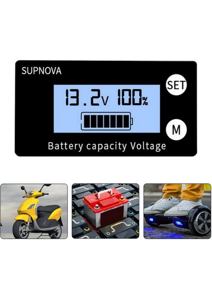 LCD Akü Kapasitesi Monitör Ölçer Ölçer, Dc 8 V-100 V Pil Durumu Ekran, Lityum Pil Kapasitesi Gerilim Ölçer Monitör -, 61X33X15MM Style5
