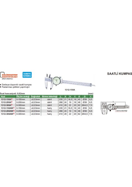 Insıze 1312-200 Insize Saatli Kumpas