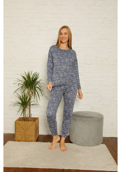 Kadın %100 Pamuk Penye Kışlık Pijama Takımı 3436