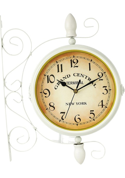 Açık Bahçe Duvar Saati Metal Braketi Beyaz ile Çift Taraflı Dilsiz Saat fiyatları