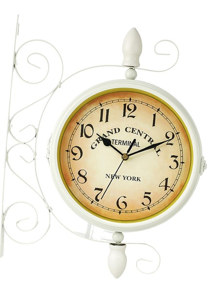 Açık Bahçe Duvar Saati Metal Braketi Beyaz ile Çift Taraflı Dilsiz Saat modelleri