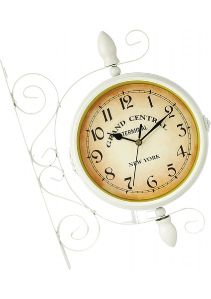 Açık Bahçe Duvar Saati Metal Braketi Beyaz ile Çift Taraflı Dilsiz Saat fırsatları